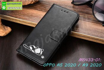 M5433-01 เคสฝาพับ OPPO A5 2020 / A9 2020 ลายแมว สีดำ