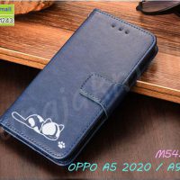 M5433-02 เคสฝาพับ OPPO A5 2020 / A9 2020 ลายแมว สีน้ำเงิน