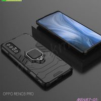 M5487-01 เคส oppo reno3 pro กันกระแทก หลังแหวนแม่เหล็ก สีดำ