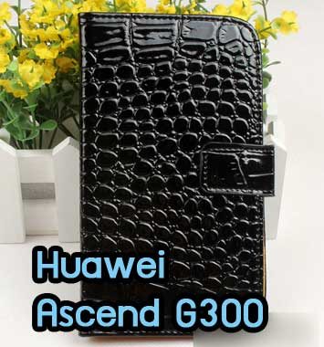 M641-03 เคส Huawei Ascend G300 ลายหนังจระเข้ สีดำ