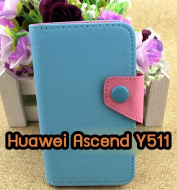 M657-01 เคสฝาพับ Huawei Ascend Y511 สีฟ้า