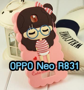 M684-01 เคสซิลิโคนหญิงสาว OPPO Neo สีชมพูอ่อน