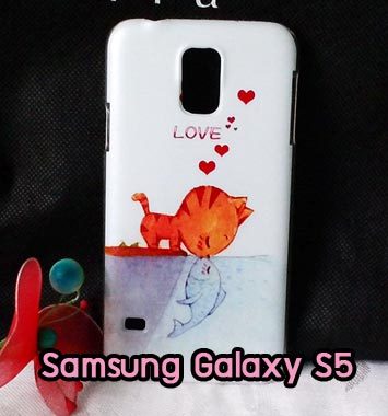 M731-12 เคสแข็ง Samsung Galaxy S5 ลาย Cat & Fish