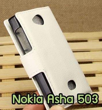 M744-04 เคสฝาพับ Nokia Asha 503 สีขาว