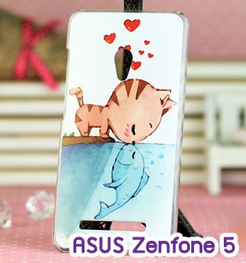 M747-06 เคสแข็ง ASUS ZenFone 5 ลาย Cat & Fish