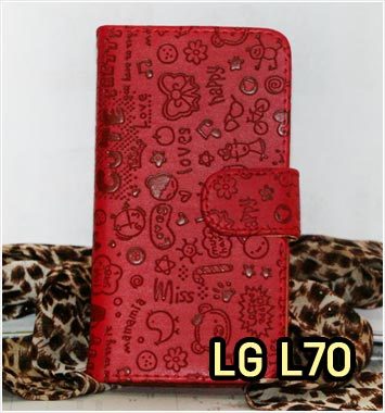 M841-02 เคสฝาพับ LG L70 แม่มดน้อย สีแดง