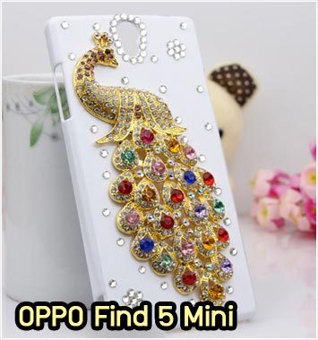 M855-14 เคสประดับ OPPO Find 5 Mini ลายนกยูงหลากสี