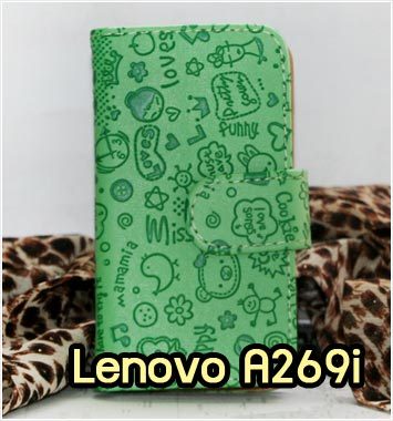 M922-07 เคสหนัง Lenovo A269i แม่มดน้อยสีเขียว