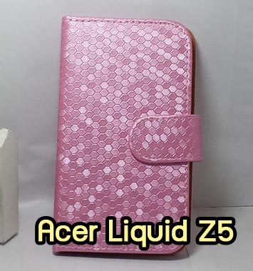 M894-05 เคสฝาพับ Acer Liquid Z5 ลายเพชรสีชมพู