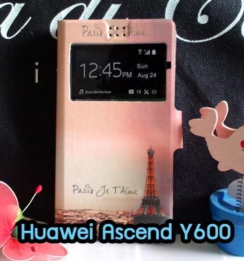 M919-03 เคสฝาพับโชว์เบอร์ Huawei Ascend Y600 ลายหอไอเฟล