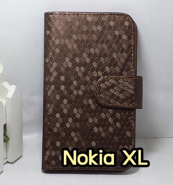 M918-04 เคสฝาพับ Nokia XL ลายเพชร สีน้ำตาล