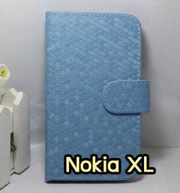 M918-06 เคสฝาพับ Nokia XL ลายเพชร สีฟ้า