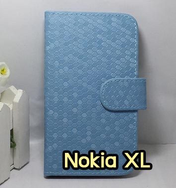 M918-06 เคสฝาพับ Nokia XL ลายเพชร สีฟ้า