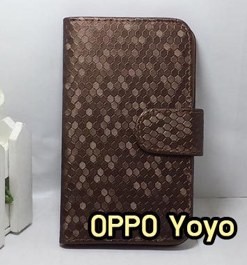 M910-04 เคสฝาพับลายเพชร OPPO Yoyo สีน้ำตาล