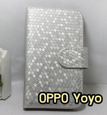 M910-06 เคสฝาพับลายเพชร OPPO Yoyo สีเงิน