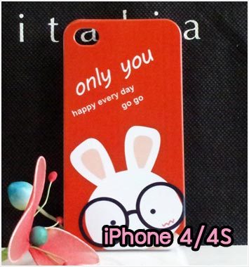 M734-12 เคสแข็ง iPhone 4S/4 ลาย Red Rabbit