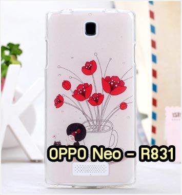 M932-13 เคสซิลิโคน OPPO Neo R831 ลาย Red Flower