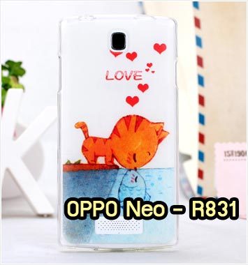 M932-06 เคสซิลิโคน OPPO Neo R831 ลาย Cat & Fish