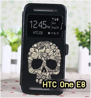 M1009-02 เคสโชว์เบอร์ HTC One E8 ลาย Black Skull