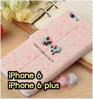 M1003-13 เคสฝาพับโชว์เบอร์ iPhone 6/6 plus ลาย Leopard Bow