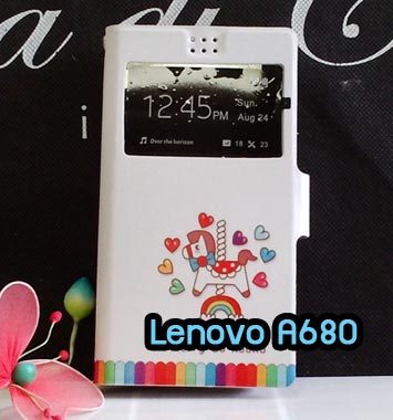 M988-02 เคสฝาพับโชว์เบอร์ Lenovo A680 ลาย Carousel