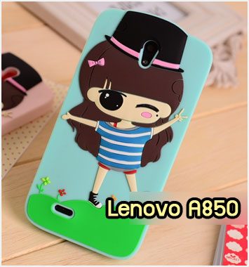 M982-01 เคสซิลิโคน Lenovo A850 ลาย Green Rury