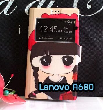 M988-05 เคสฝาพับโชว์เบอร์ Lenovo A680 ลายเปโกะจัง