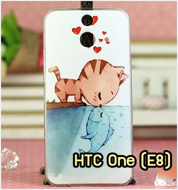 M1001-07 เคสแข็ง HTC One E8 ลาย Cat & Fish