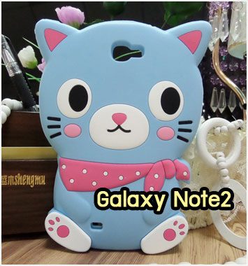 M1041-02 เคสซิลิโคน Samsung Galaxy Note2 แมวสีฟ้า