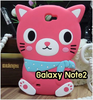 M1041-05 เคสซิลิโคน Samsung Galaxy Note2 แมวสีชมพูเข้ม