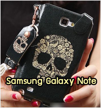 M1038-05 ซองหนัง Samsung Galaxy Note ลาย Black Skull