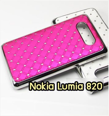 M1064-02 เคสแข็งประดับ Nokia Lumia 820 สีชมพูเข้ม