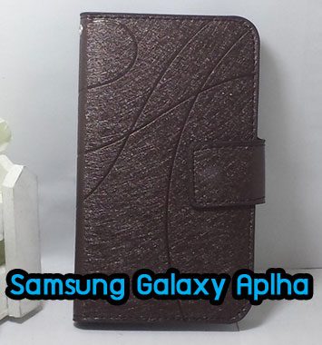 M1050-02 เคสฝาพับ Samsung Galaxy Alpha สีน้ำตาล