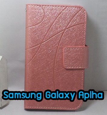 M1050-04 เคสฝาพับ Samsung Galaxy Alpha สีชมพู