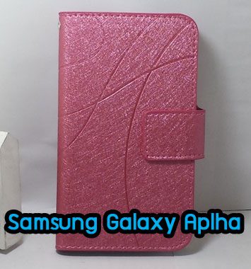 M1050-06 เคสฝาพับ Samsung Galaxy Alpha สีกุหลาบ
