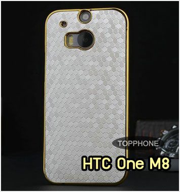 M1049-06 เคสลายเพชร HTC One M8 สีขาว