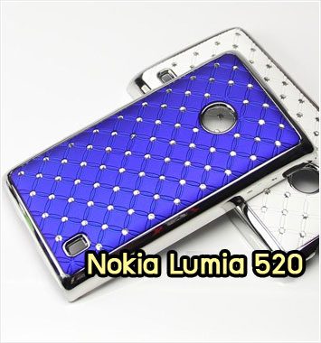 M1066-09 เคสแข็งประดับ Nokia Lumia 520 สีน้ำเงิน