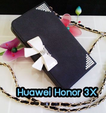 M1044-01 เคสฝาพับ Huawei Honor 3X สีดำ