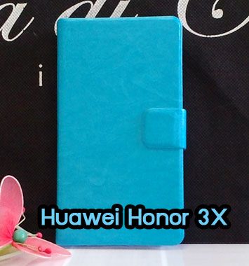 M1047-01 เคสฝาพับ Huawei Honor 3X สีฟ้า