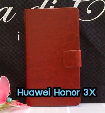 M1047-02 เคสฝาพับ Huawei Honor 3X สีน้ำตาล