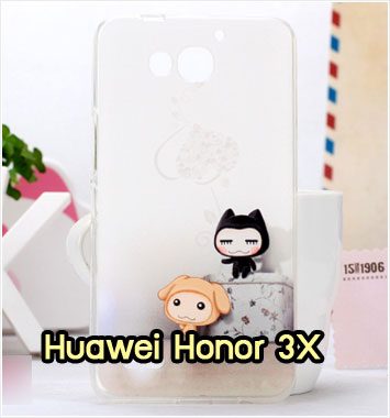 M1031-10 เคสซิลิโคน Huawei Honor 3X ลาย Dog & Cat