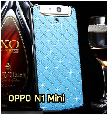 M1071-08 เคสแข็งประดับ OPPO N1 Mini สีฟ้า