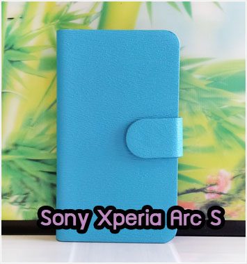 M1134-01 เคสหนังฝาพับ Sony Xperia Arc S สีฟ้า