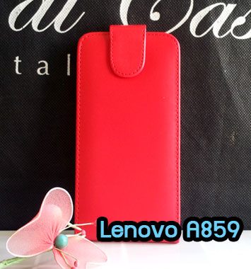 M1089-04 เคสหนัง เปิดขึ้น-ลง Lenovo A859 สีแดง