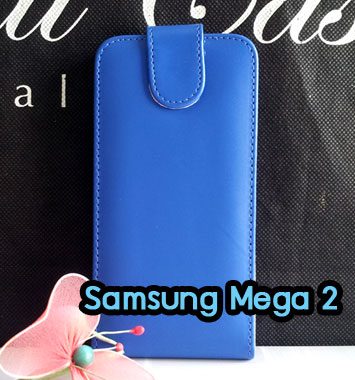 M1092-02 เคสหนังเปิดขึ้น-ลง Samsung Mega 2 สีน้ำเงิน