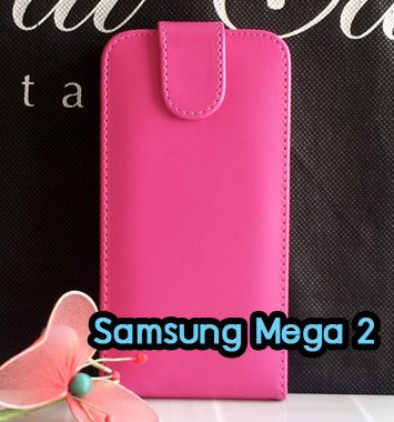 M1092-04 เคสหนังเปิดขึ้น-ลง Samsung Mega 2 สีชมพู