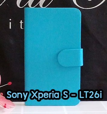 M1090-03 เคสหนังฝาพับ Sony Xperia S สีฟ้า