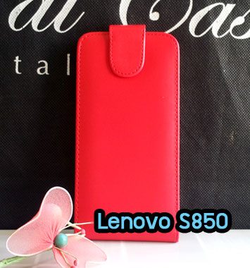 M1107-04 เคสหนังเปิดขึ้น-ลง Lenovo S850 สีแดง