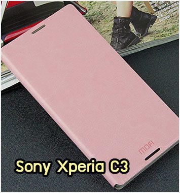 M1121-04 เคสหนังฝาพับ Sony Xperia C3 สีชมพู