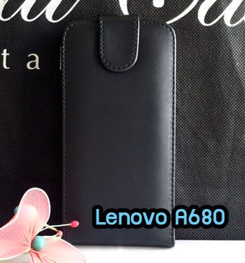 M1102-01 เคสหนังเปิดขึ้น-ลง Lenovo A680 สีดำ